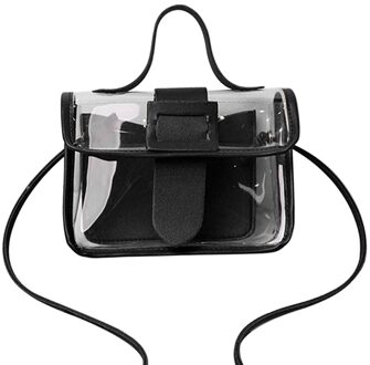 Mode Transparante Vierkante Sling Bag Cool Pvc Schouder Messenger Bags Keten Riem Crossbody Handtas Composiet Tote Dame Tas zwart