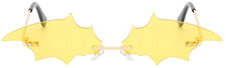 Mode UV400 Zonnebril Bat Vorm Zonnebril Randloze Brillen Halloween Bril geel