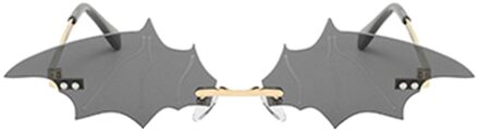Mode UV400 Zonnebril Bat Vorm Zonnebril Randloze Brillen Halloween Bril grijs