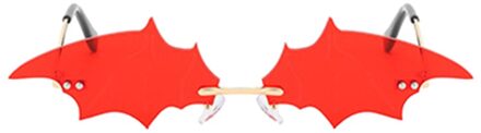 Mode UV400 Zonnebril Bat Vorm Zonnebril Randloze Brillen Halloween Bril rood