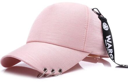 Mode Verstelbare Hip Hop Ijzeren Ring Hoepel Opknoping Riem Persoonlijkheid Cap Baseball Hoeden Casual Wild Baseball Caps Outdoors Sport Roze