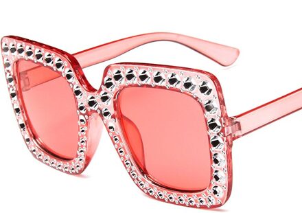 Mode Vierkante vrouwen zonnebril tint Vintage Retro Randloze Zonnebril voor vrouwen Vrouwelijke Dames Sunglass gafas de sol mujer rood