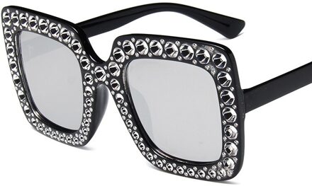 Mode Vierkante vrouwen zonnebril tint Vintage Retro Randloze Zonnebril voor vrouwen Vrouwelijke Dames Sunglass gafas de sol mujer zilver Mirror