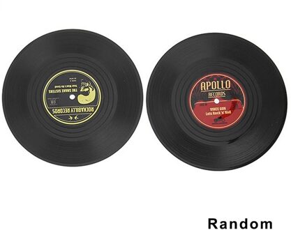 Mode Vinyl Silicone Record Retro Cd Onderzetters Cup Mats 6Pcs Anti-Slip Isolatie Keuken tool Willekeurige Kleur 2stk for willekeurig
