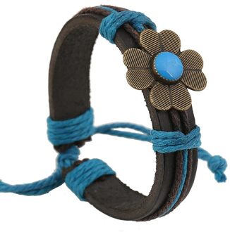 Mode Vrouw High Street Lederen Armband Koperen Bloem Dame Armband Wrap Catwalk Sieraden Leisure Handgemaakte Bangle