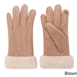 Mode Vrouw Winter Handschoenen Winddicht Warm Outdoor Handschoenen Effen Kleur Wanten Touchscreen Handschoenen khaki