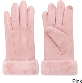 Mode Vrouw Winter Handschoenen Winddicht Warm Outdoor Handschoenen Effen Kleur Wanten Touchscreen Handschoenen roze