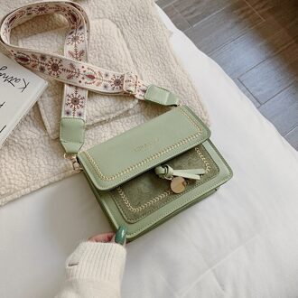 Mode Vrouwelijke Messenger Bag Netto Rode Brede Schouderriem Textuur Enkele Schouder Kleine Vierkante Tas portemonnees groen