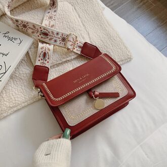 Mode Vrouwelijke Messenger Bag Netto Rode Brede Schouderriem Textuur Enkele Schouder Kleine Vierkante Tas portemonnees Rood