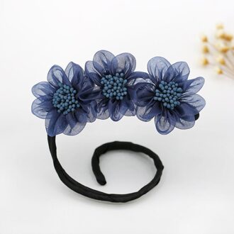 Mode Vrouwen Bloem Haar Krullen Broodje Hoofd Band Haar Maker Magie Haar Maken Gereedschap Lint Strik Broodje Maker Accessoires Blauw