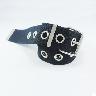 Mode Vrouwen Canvas Riemen Casual Persoonlijkheid Hollow Verstelbare Effen Kleur Riem Studenten Jean Unisex Taille Riemen 130 Cm Z30 zwart 1 hole canvas