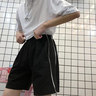 Mode Vrouwen Casual Shorts Harajuku Hoge Taille Losse Rechte Shorts Koreaanse Stijl Zomer Shorts Streetwear zwart / S