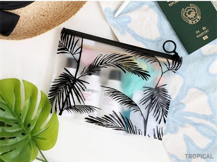 Mode Vrouwen Clear Cosmetische Zakken Pvc Toilettas Tassen Travel Organizer Noodzakelijke Beauty Case Make-Up Tas Bad Wassen Make Up Box M-bladeren