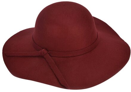 Mode Vrouwen Dames Floppy Wide Brim Wolvilt Bowler Strand Hoed Zon Cap Zomer Herfst Winter Elegante Effen Kleur Hoeden wijn rood