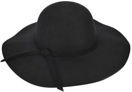 Mode Vrouwen Dames Floppy Wide Brim Wolvilt Bowler Strand Hoed Zon Cap Zomer Herfst Winter Elegante Effen Kleur Hoeden zwart