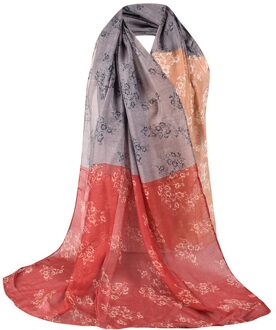 Mode Vrouwen Dunne Sjaal Lente Zomer Bloemen Gedrukt Zachte Sjaal Wraps Lange Sjaal Dames Bandana Chiffon Hijab Strand Sjaals koffie