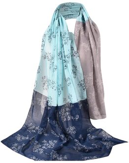 Mode Vrouwen Dunne Sjaal Lente Zomer Bloemen Gedrukt Zachte Sjaal Wraps Lange Sjaal Dames Bandana Chiffon Hijab Strand Sjaals marine