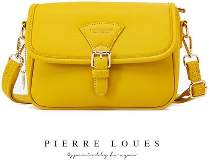 Mode Vrouwen Eenvoudige Mini Vierkante Magnetische Gesp Leisure Schouder Crossbody Tassen En Handtas Lederen Stad Jogging Bag geel