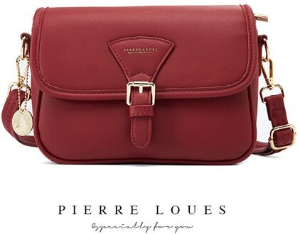 Mode Vrouwen Eenvoudige Mini Vierkante Magnetische Gesp Leisure Schouder Crossbody Tassen En Handtas Lederen Stad Jogging Bag rood