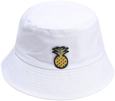 Mode Vrouwen Emmer Hoed Candy Kleuren Ananas Zonnehoed Buitensporten Reizen Strand Caps Vissers Hoeden Hiphop Vrouwelijke cap wit