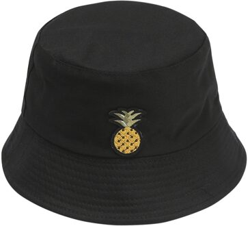 Mode Vrouwen Emmer Hoed Candy Kleuren Ananas Zonnehoed Buitensporten Reizen Strand Caps Vissers Hoeden Hiphop Vrouwelijke cap zwart
