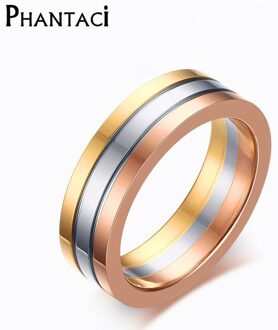 Mode Vrouwen En Mannen Sieraden 316L Rvs Ring 6 MM Verlovingsring 3 Kleuren Titanium Ring 7