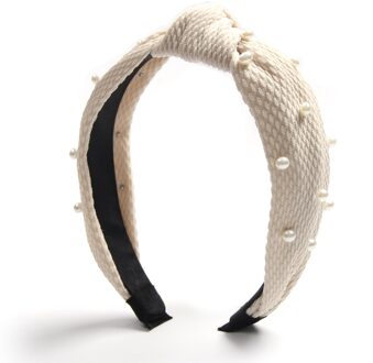 Mode Vrouwen Haaraccessoires Polyester Haarbanden Solid Parel Hoofdband Haar Hoepel Wassen Make Geknoopt Haarbanden Bezel Hoofdtooi kameel