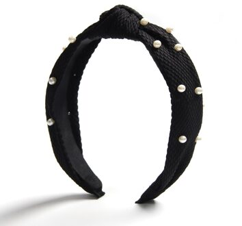 Mode Vrouwen Haaraccessoires Polyester Haarbanden Solid Parel Hoofdband Haar Hoepel Wassen Make Geknoopt Haarbanden Bezel Hoofdtooi zwart