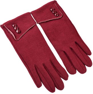 Mode Vrouwen Handschoenen Houden Warme Winter Rekawiczki Manchet Zachte Voering Knop Decoratie Wanten Handschoenen Handschoenen # C10 Rood