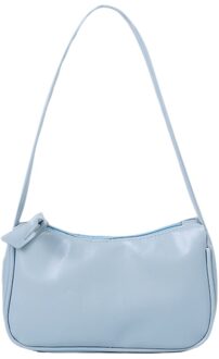 Mode Vrouwen Handtassen Schouder Vrouwelijke Klassieke Elegante Schoudertas Lederen Bakken Dames Casual Handtassen Onderarm Zak Portemonnees Blauw