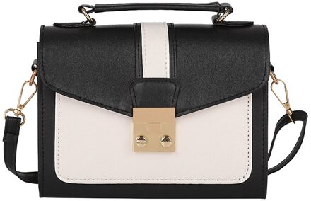 Mode Vrouwen Hit Kleur Schoudertas Messenger Satchel Tote Crossbody Tas Lederen Handtassen Bolsos P zwart