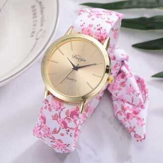 Mode Vrouwen Horloges Lint Bloemen Doek Quartz Meisje Wijzerplaat Horloge Armband Vlinderdas Relogio Feminino Zegarek Damski heet roze