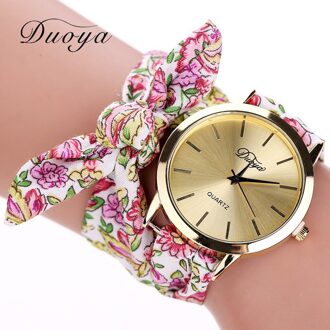 Mode Vrouwen Horloges Lint Bloemen Doek Quartz Meisje Wijzerplaat Horloge Armband Vlinderdas Relogio Feminino Zegarek Damski watermeloen rood