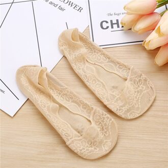 Mode Vrouwen Katoen Kant Antislip Onzichtbare Liner Sokken Elastische Comfy Vrouwelijke Zomer Lente Ankle Boot Low Cut Korte Sokken naakt