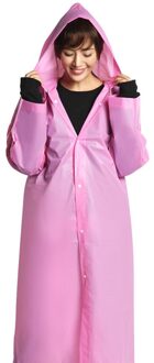 Mode Vrouwen Man Regenjas Verdikte Waterdichte Poncho Jas Volwassen Duidelijke Transparante Camping Capuchon Regenkleding Pak Roze