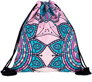Mode vrouwen mannen kinderen Koord rugzak Retro Mandala 3D Afdrukken Opbergtas sport pocket pouch schoenen bag Rugzak