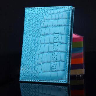 Mode Vrouwen Mannen PU Lederen Travel Paspoort Card Case Rijbewijs Tas Documenten Beschermende Covers Paspoorthouder Bescherm ~ licht blauw