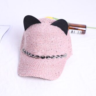 Mode Vrouwen Meisje Hoeden Lente Zomer Cap Kat Oren Hoeden Snapback Bone Hip Hop Caps Wol Gebreide Baseball cap roze