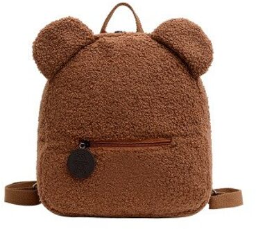 Mode Vrouwen Meisjes Schattige Beer Oor Fleece Kleine Rugzak Casual Warm Lamswol Dagrugzak Schoudertassen Vijf Kleuren Blauw