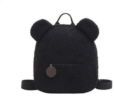 Mode Vrouwen Meisjes Schattige Beer Oor Fleece Kleine Rugzak Casual Warm Lamswol Dagrugzak Schoudertassen Vijf Kleuren grijs