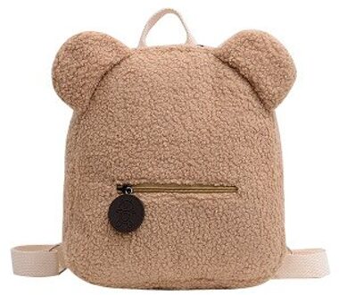 Mode Vrouwen Meisjes Schattige Beer Oor Fleece Kleine Rugzak Casual Warm Lamswol Dagrugzak Schoudertassen Vijf Kleuren Roze