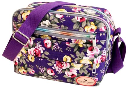 Mode Vrouwen Messenger Bags Canvas Crossbody Bag Schoudertas Bloem Print S Super Bolsos Mujer Dames Handtassen Y Paars