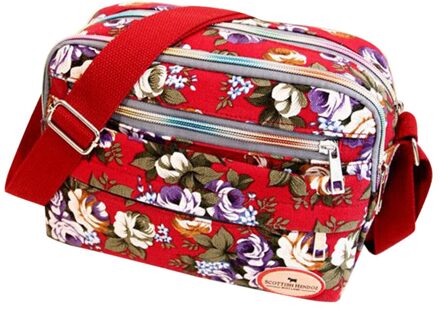 Mode Vrouwen Messenger Bags Canvas Crossbody Bag Schoudertas Bloem Print S Super Bolsos Mujer Dames Handtassen Y Rood