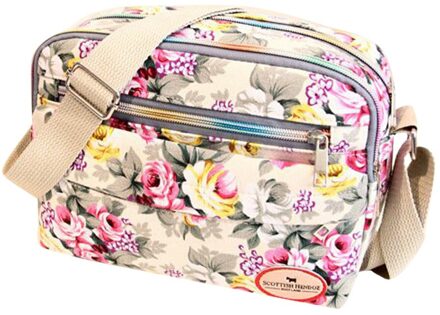 Mode Vrouwen Messenger Bags Canvas Crossbody Bag Schoudertas Bloem Print S Super Bolsos Mujer Dames Handtassen Y wit