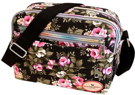 Mode Vrouwen Messenger Bags Canvas Crossbody Bag Schoudertas Bloem Print S Super Bolsos Mujer Dames Handtassen Y zwart