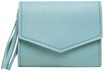 Mode Vrouwen Portemonnee Lederen Kaarthouder Mini Korte Kwastje Kleine Portemonnee Portemonnee Vrouwelijke Dames Card Case Multi-Card tarjetero Blauw
