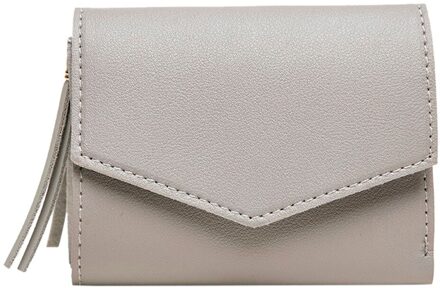Mode Vrouwen Portemonnee Lederen Kaarthouder Mini Korte Kwastje Kleine Portemonnee Portemonnee Vrouwelijke Dames Card Case Multi-Card tarjetero Grijs
