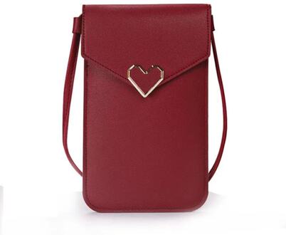 Mode Vrouwen Portemonnees Lederen Schouderband Tas Mobiele Telefoon Grote Kaarthouders Portemonnee Crossbody Tassen Handtas Zakken Voor Meisjes Bourgondië