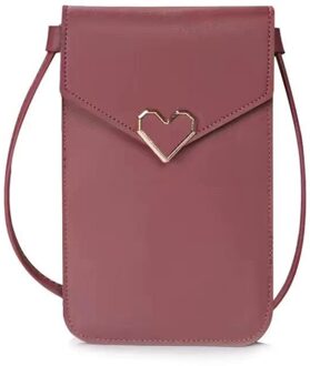 Mode Vrouwen Portemonnees Lederen Schouderband Tas Mobiele Telefoon Grote Kaarthouders Portemonnee Crossbody Tassen Handtas Zakken Voor Meisjes donker roze