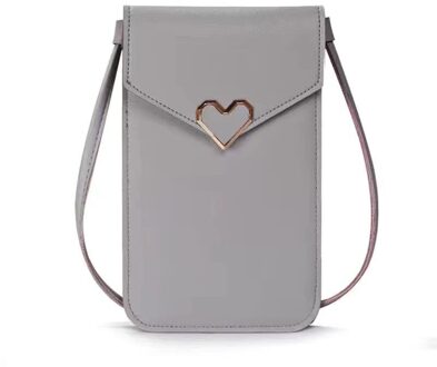 Mode Vrouwen Portemonnees Lederen Schouderband Tas Mobiele Telefoon Grote Kaarthouders Portemonnee Crossbody Tassen Handtas Zakken Voor Meisjes Grijs